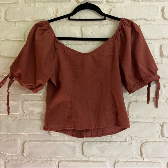 Express Button Up Puff Sleeve Blouse - Picture 4 of 6